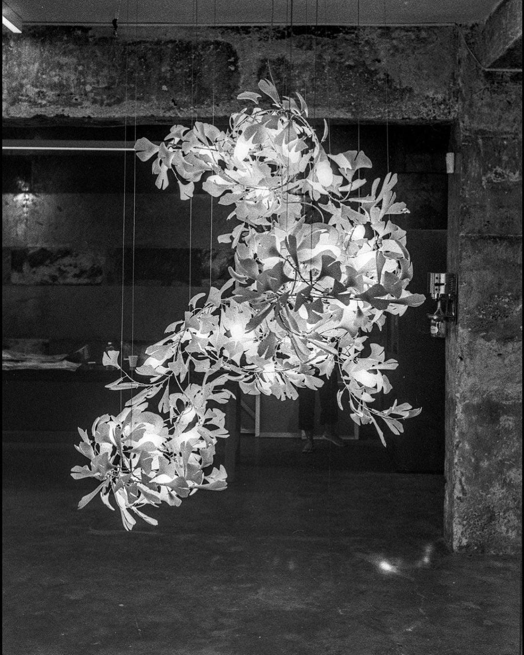 Sorvyn Pendant Lamp Ginkgo Ceramic Brass Floral
