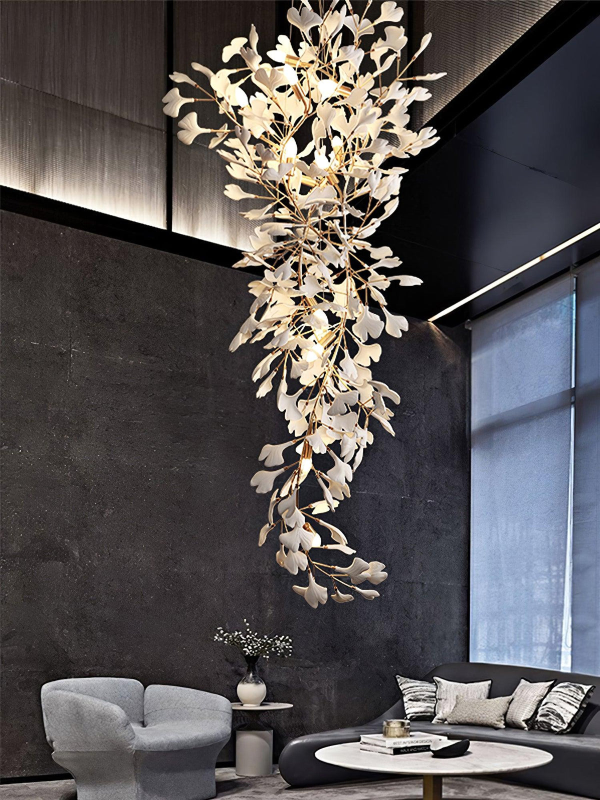 Ivmarel Gingko Long Branch Ceramics Chandelier