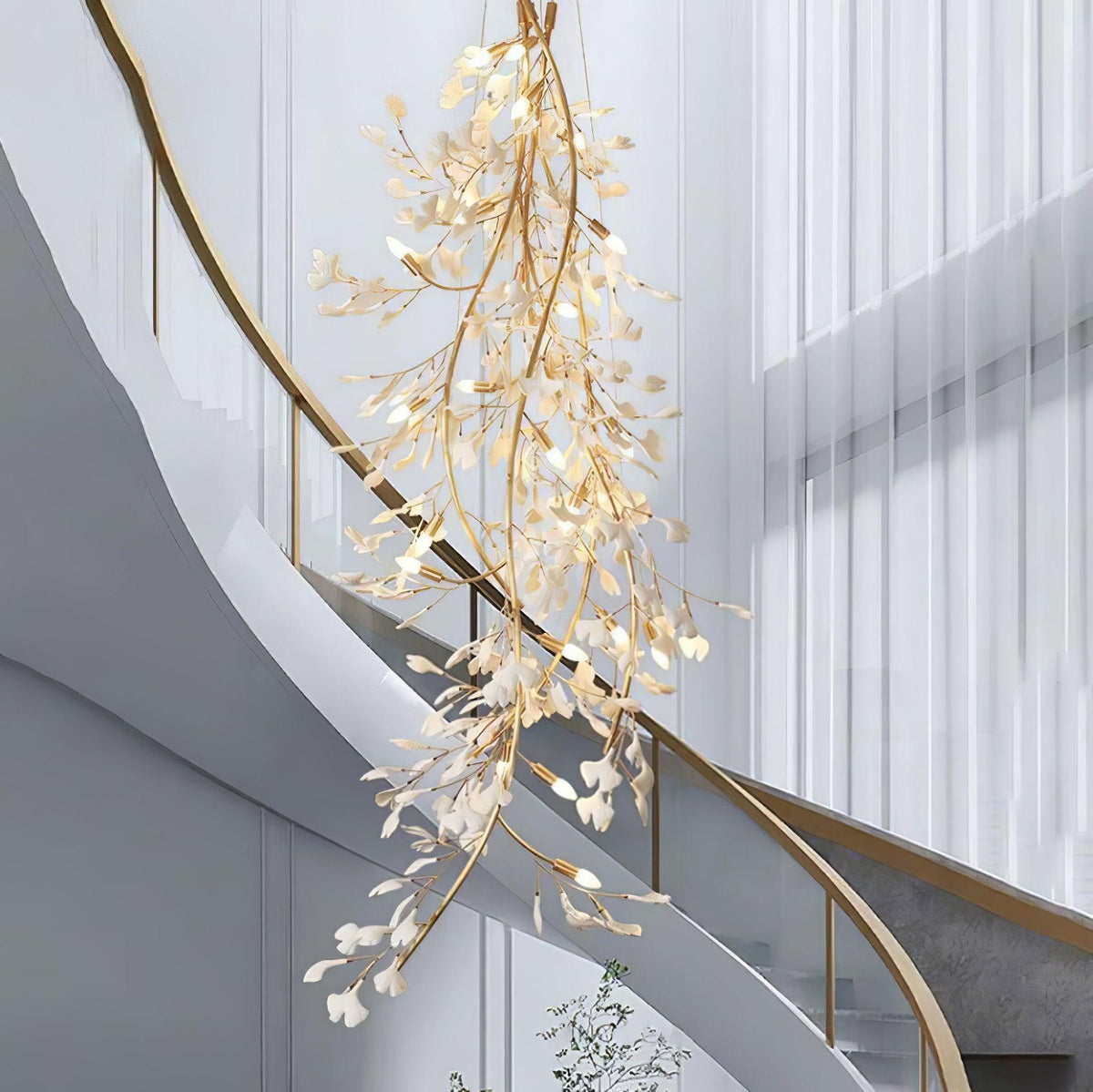 Ivmarel Gingko Long Branch Ceramics Chandelier