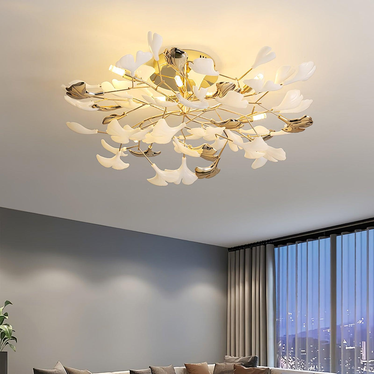 Artheel Premium Nordic Art Gingko Rotating Ceramics Ceiling Lamp