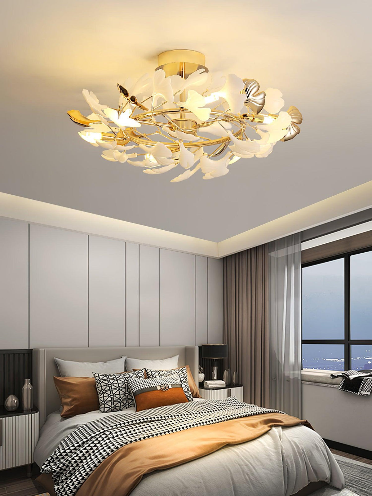 Artheel Premium Nordic Art Gingko Rotating Ceramics Ceiling Lamp