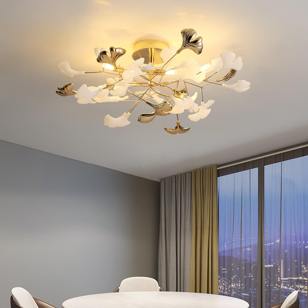 Artheel Premium Nordic Art Gingko Rotating Ceramics Ceiling Lamp