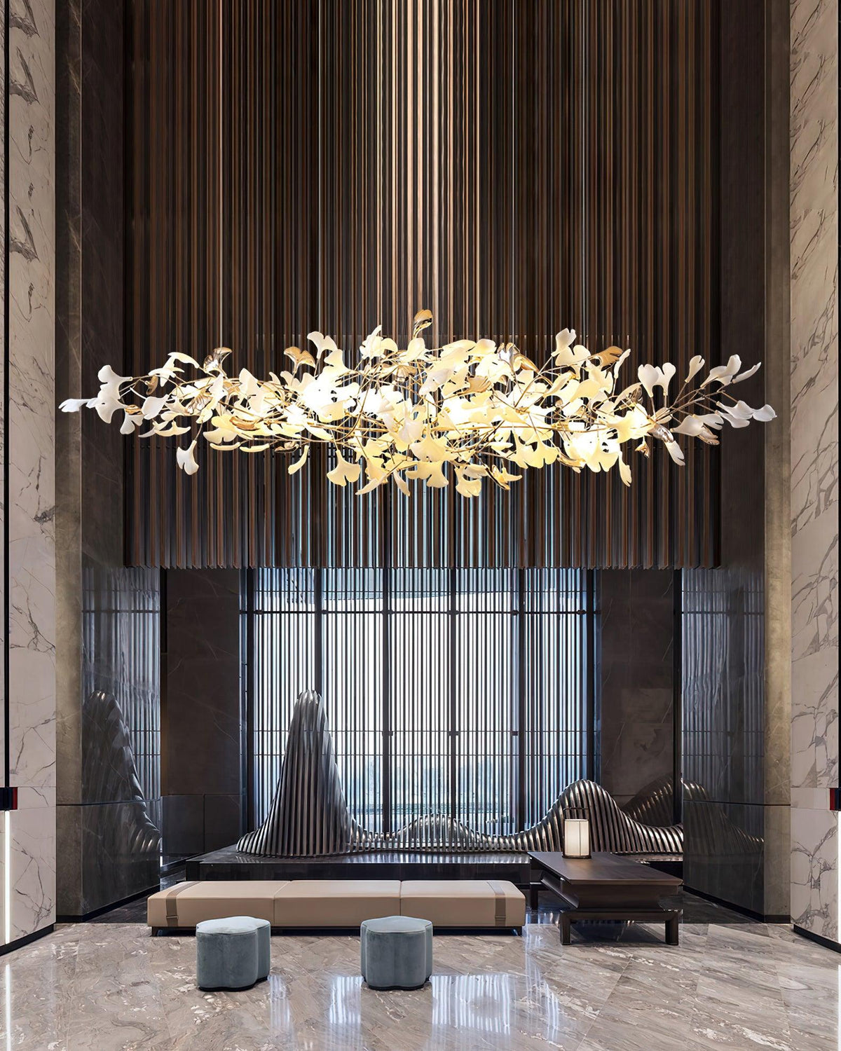 Sovell Postmodern Luxury Ginkgo Cloud Ceramics Chandelier