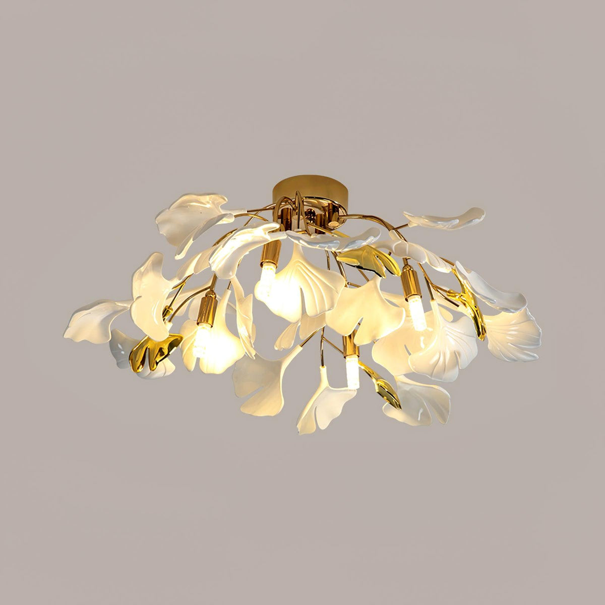 Rhea Ceiling Lamp Gingko Leaves with Brass Branch