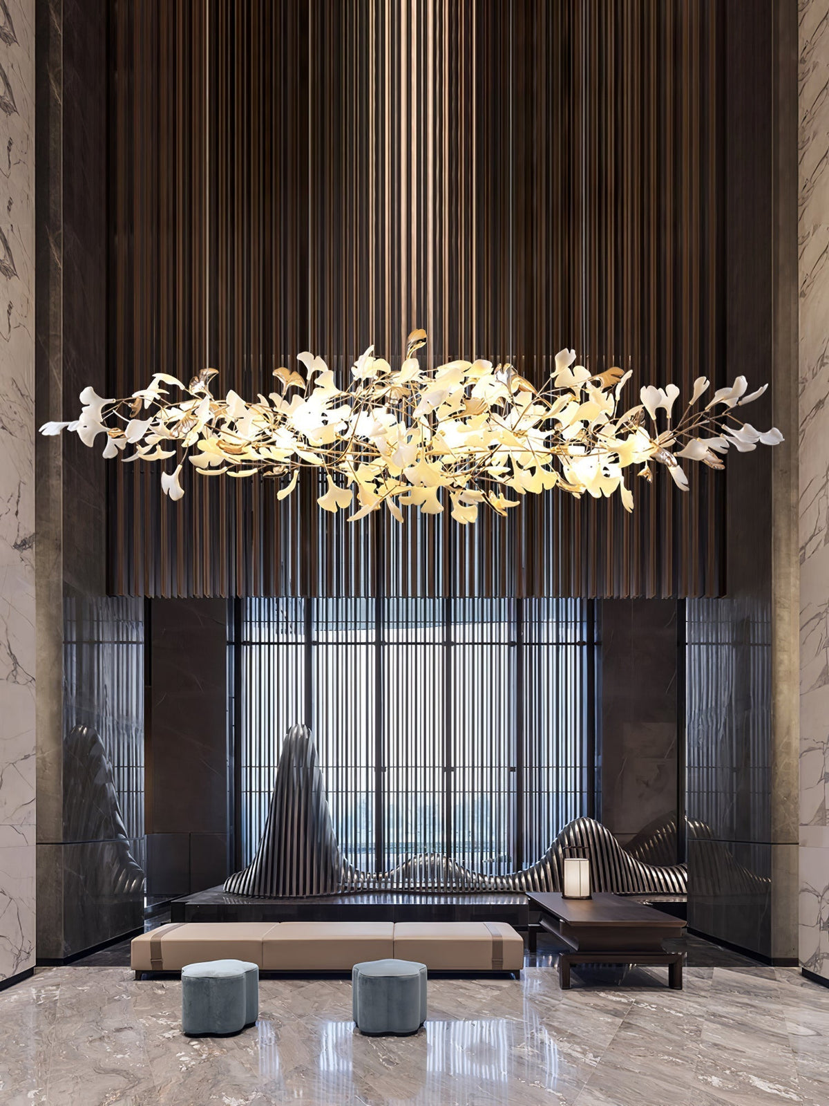 Sovell Postmodern Luxury Ginkgo Cloud Ceramics Chandelier