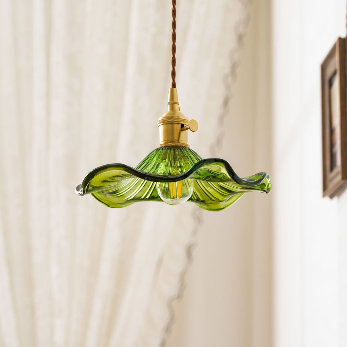 Fagus Glass Hibiscus Flower Pendant Light
