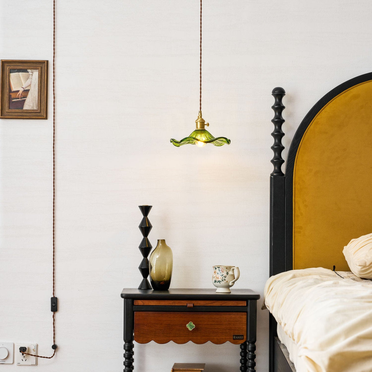Fagus Glass Hibiscus Flower Pendant Light
