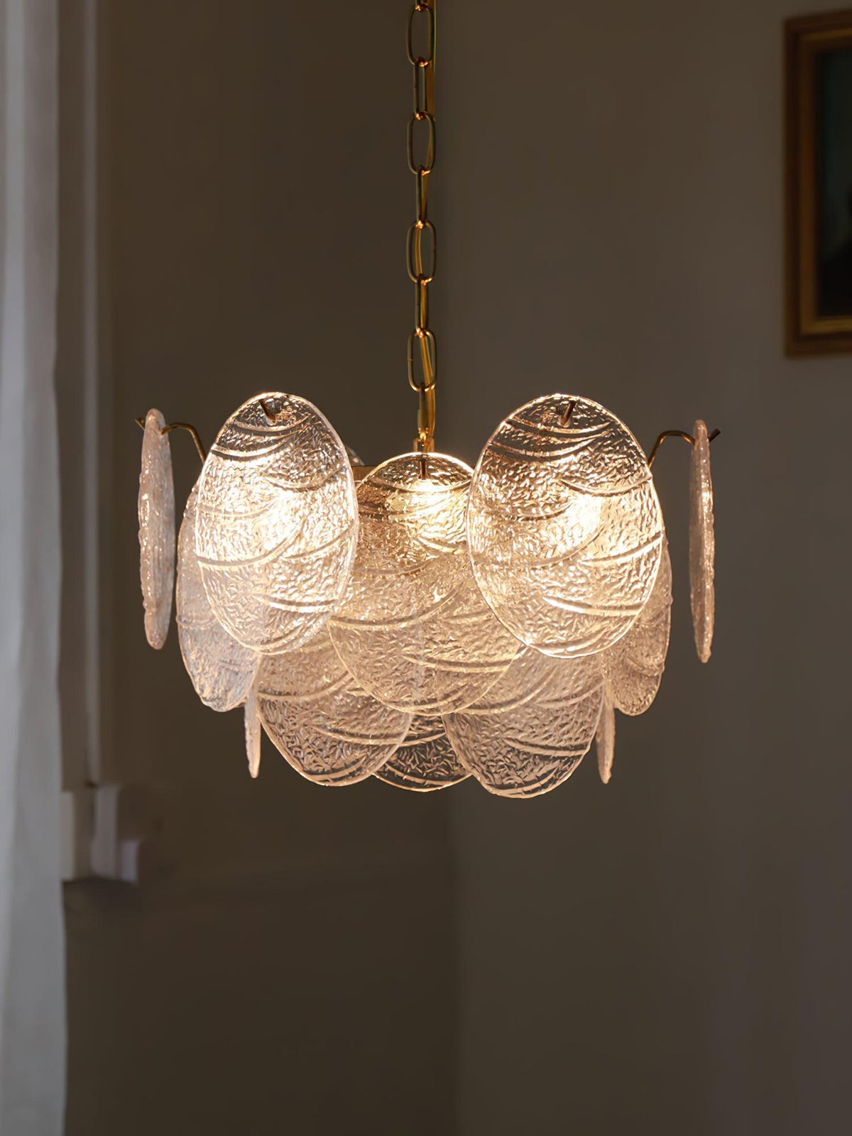 Eirenian Chandelier Glass Disc Gold