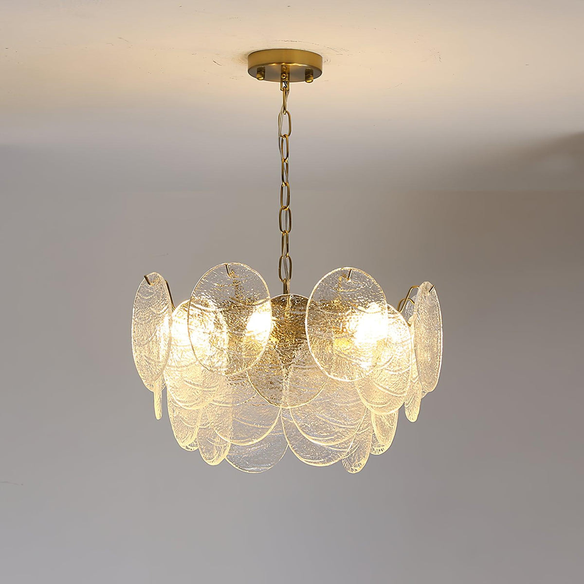 Eirenian Chandelier Glass Disc Gold