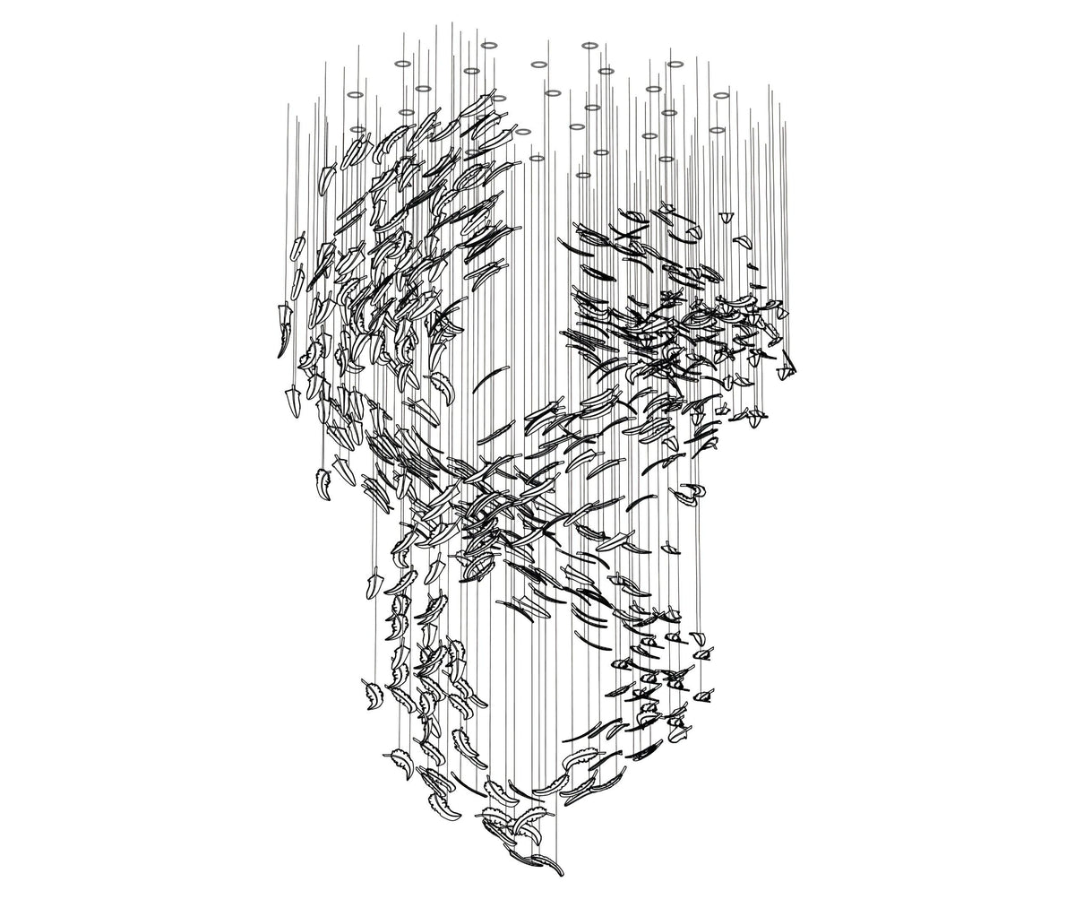 Aetherial Glass Leaf Chandelier