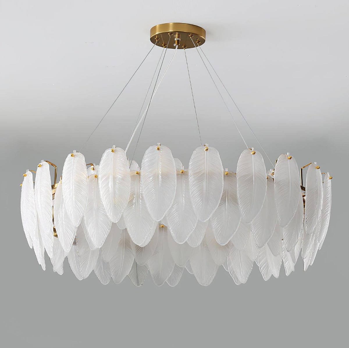 Celuissa Chandelier Feather Glass Frosted Layered