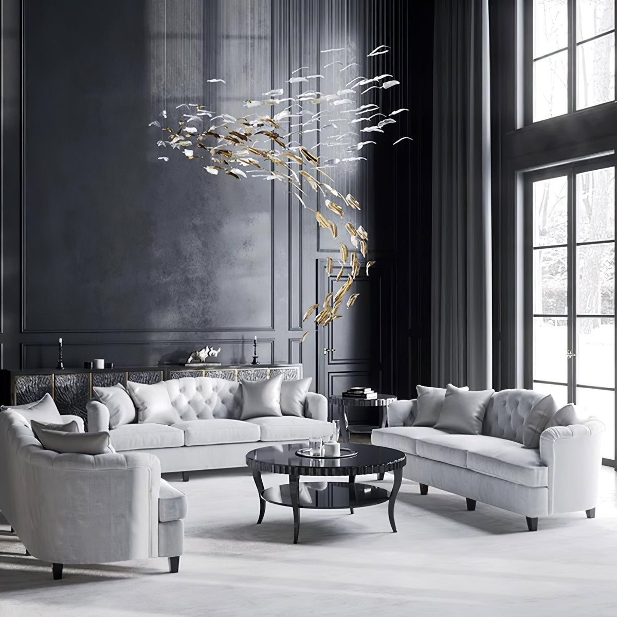 Aetherial Glass Leaf Chandelier