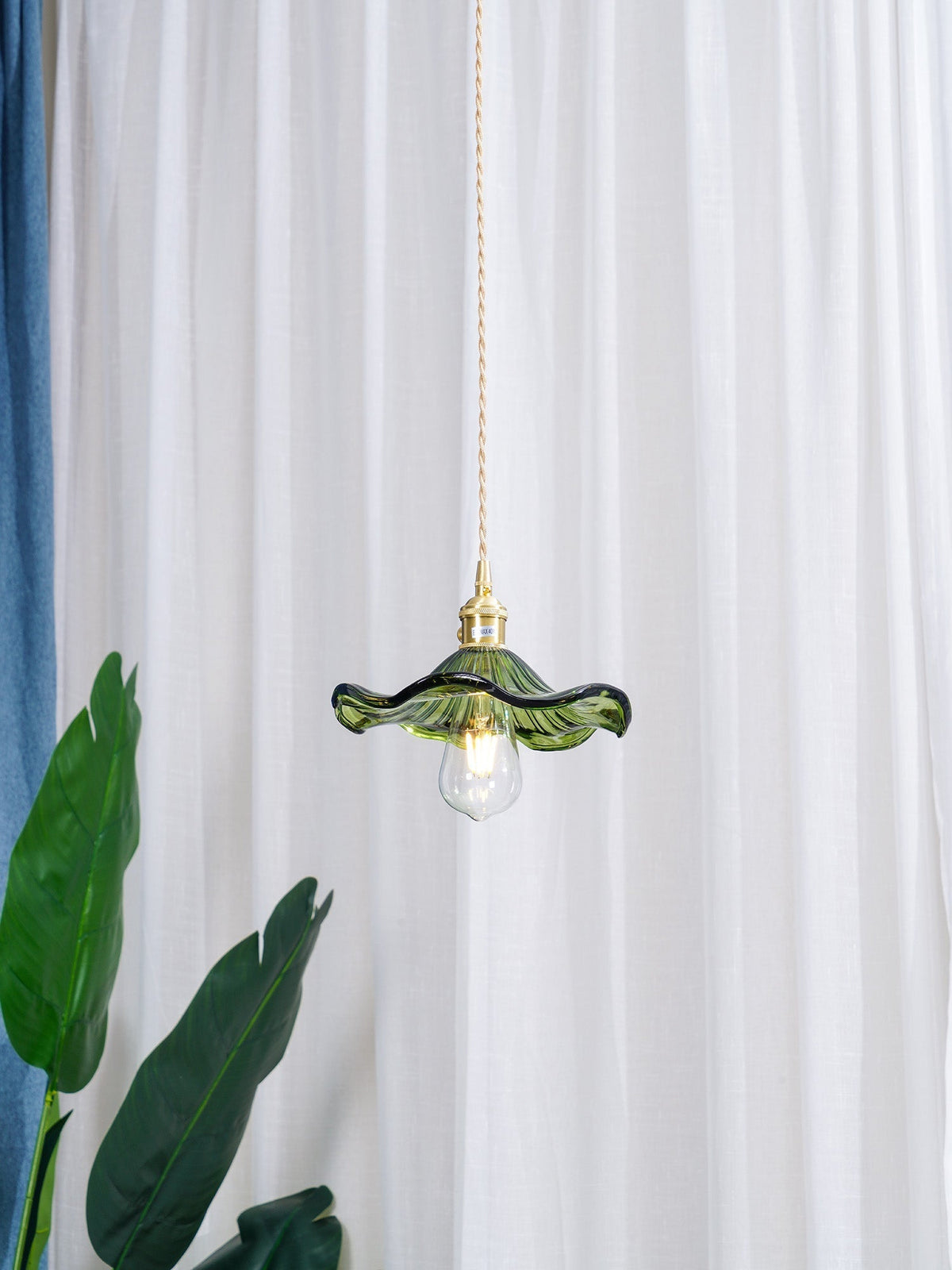 Fagus Glass Hibiscus Flower Pendant Light