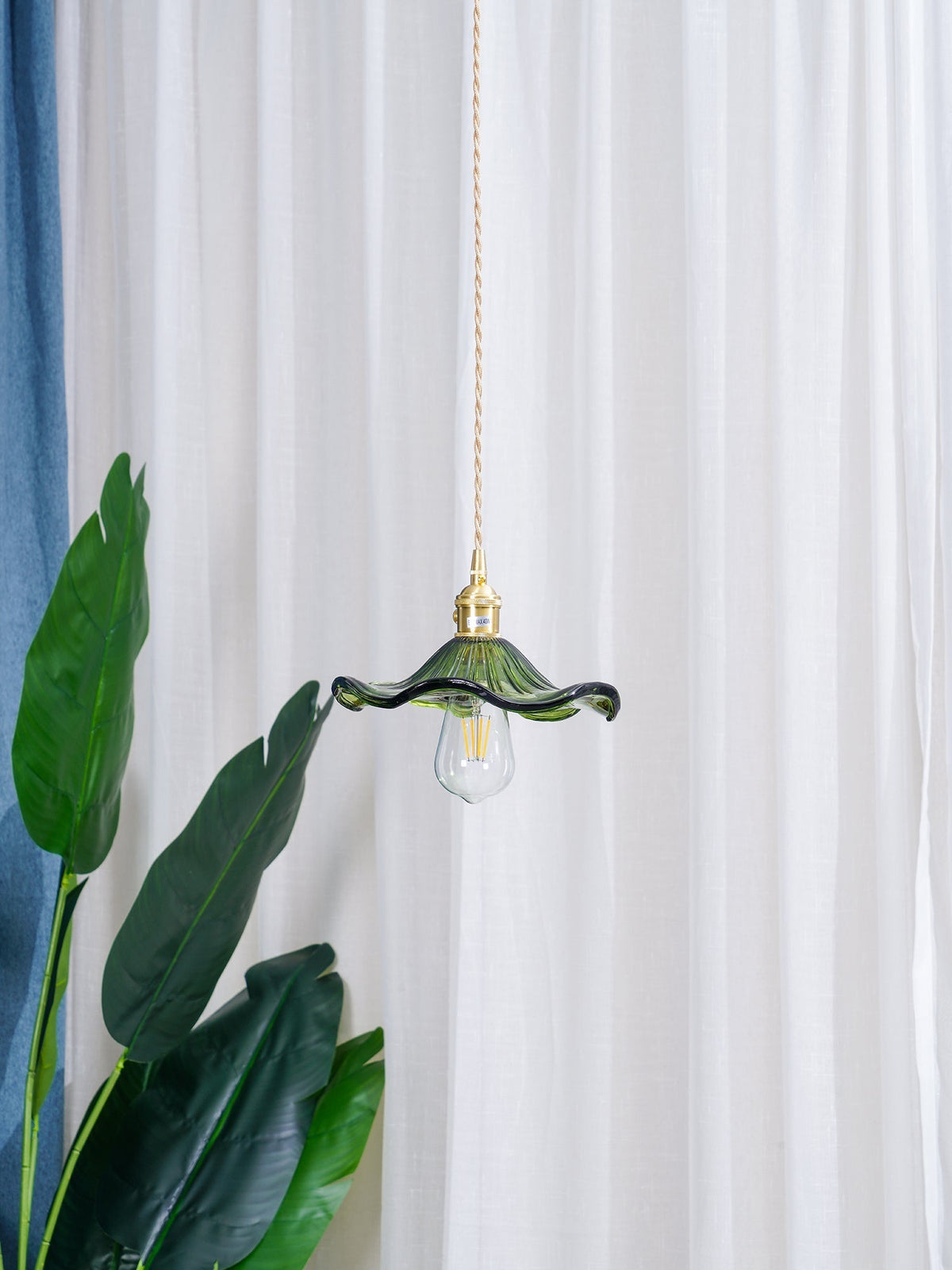 Fagus Glass Hibiscus Flower Pendant Light