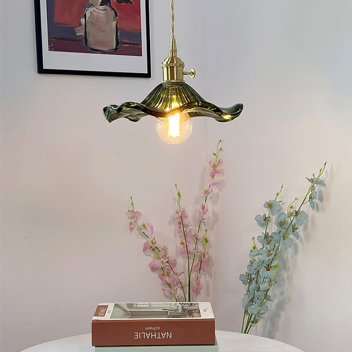 Fagus Glass Hibiscus Flower Pendant Light