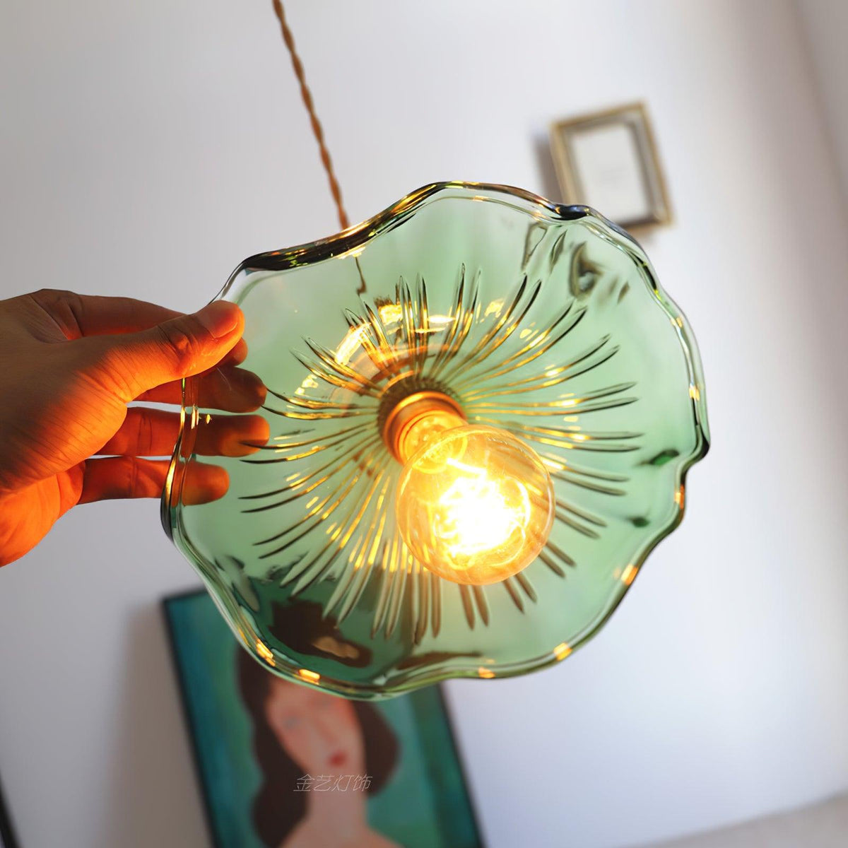 Fagus Glass Hibiscus Flower Pendant Light