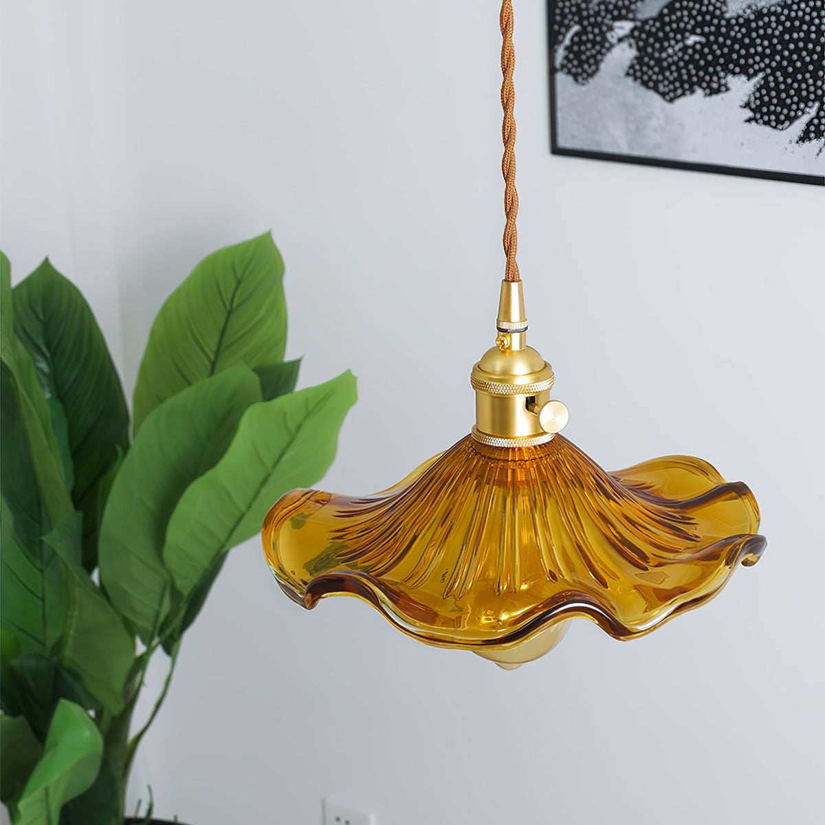 Fagus Glass Hibiscus Flower Pendant Light