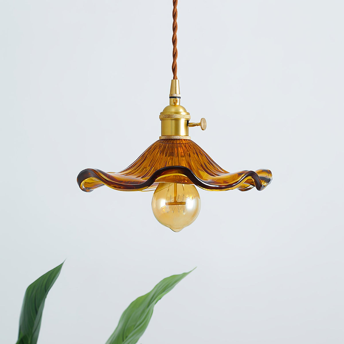 Fagus Glass Hibiscus Flower Pendant Light