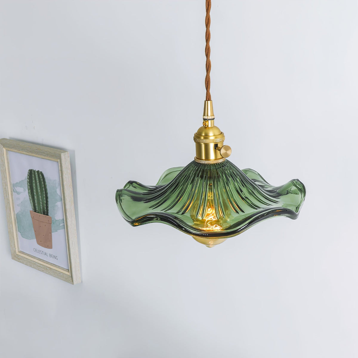 Fagus Glass Hibiscus Flower Pendant Light