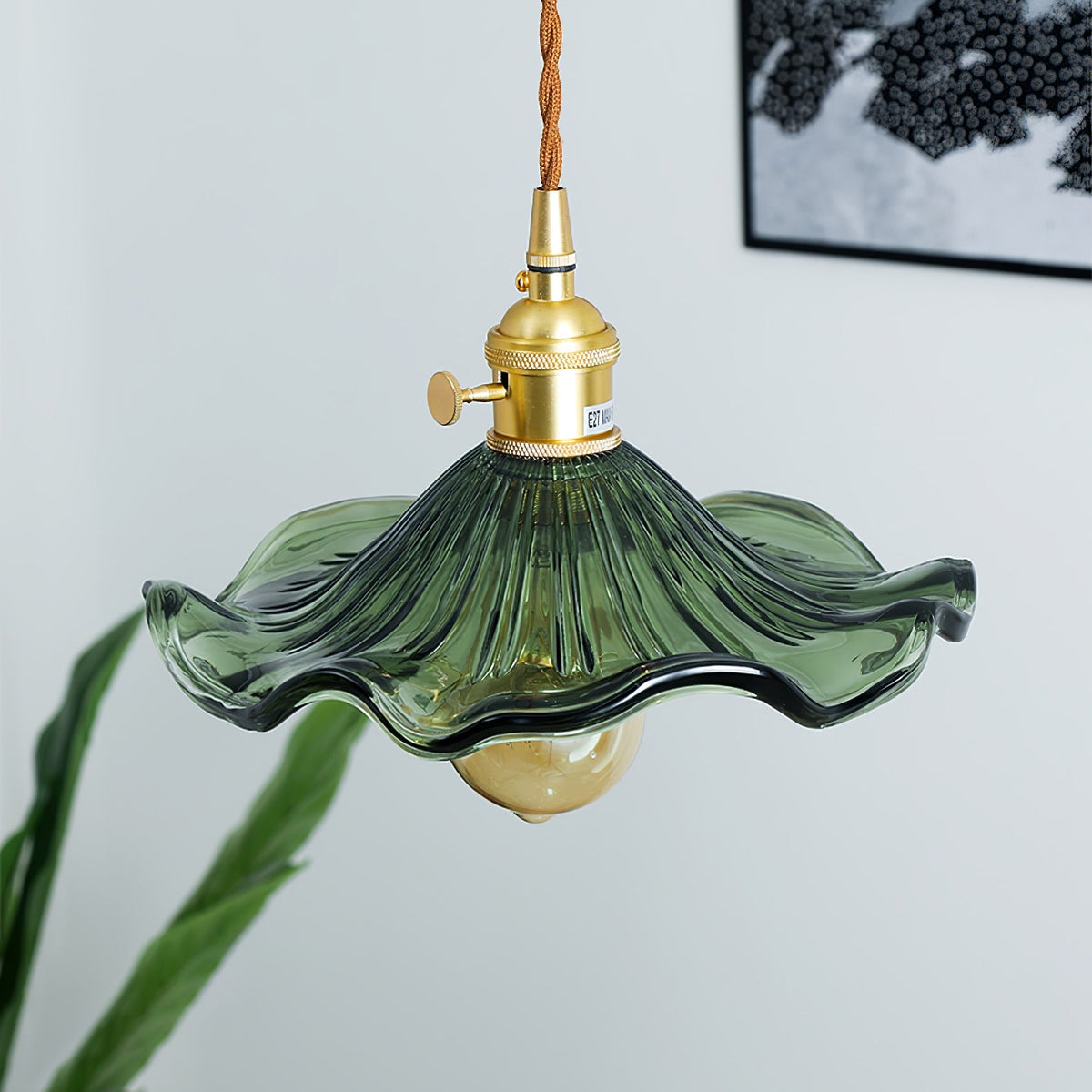 Fagus Glass Hibiscus Flower Pendant Light