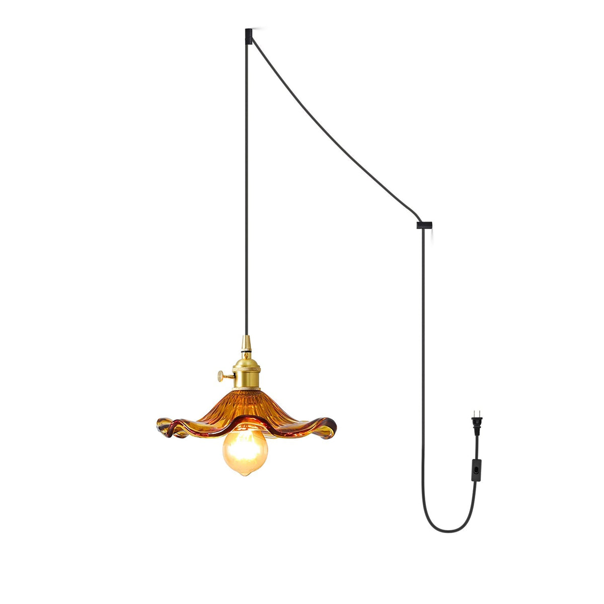 Fagus Glass Hibiscus Flower Pendant Light