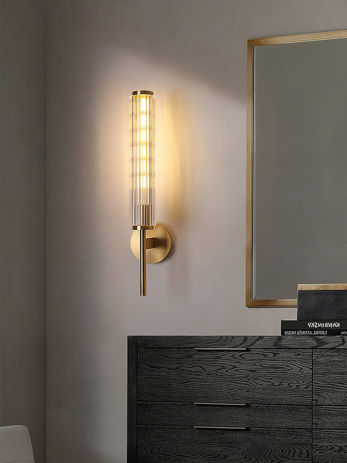 Faylen Premium Linear Brass Glass Wall Light