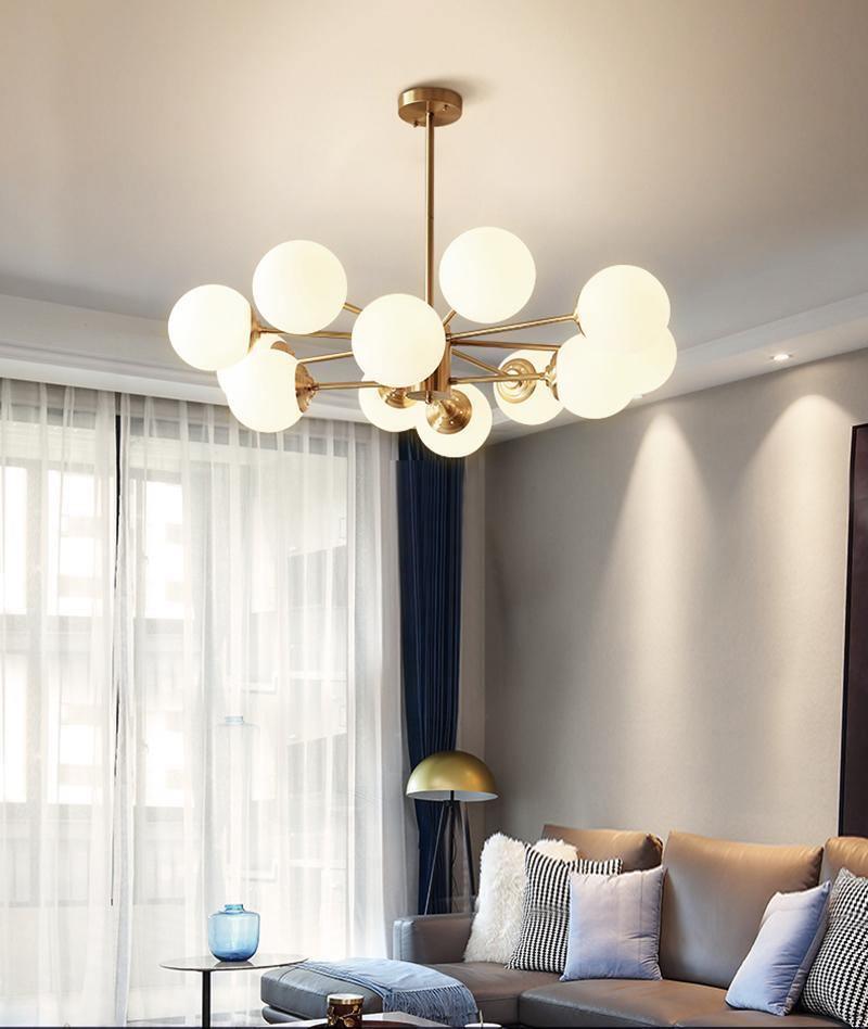 Eshlen Chandelier Brass Opal Glass