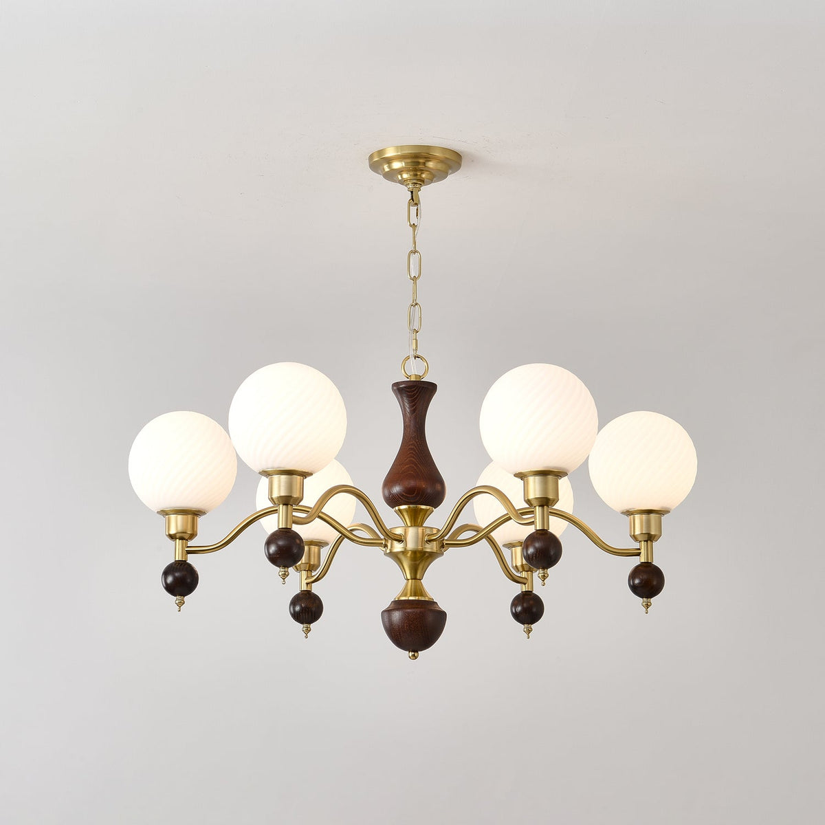 Evelynne Globe Orb Wood Chandelier