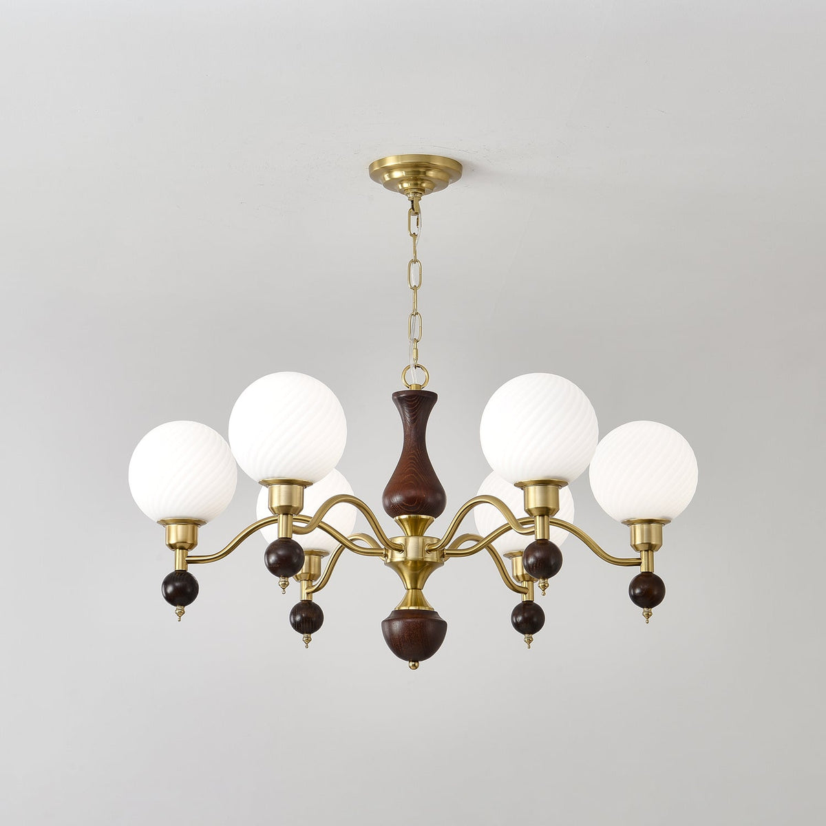 Evelynne Globe Orb Wood Chandelier