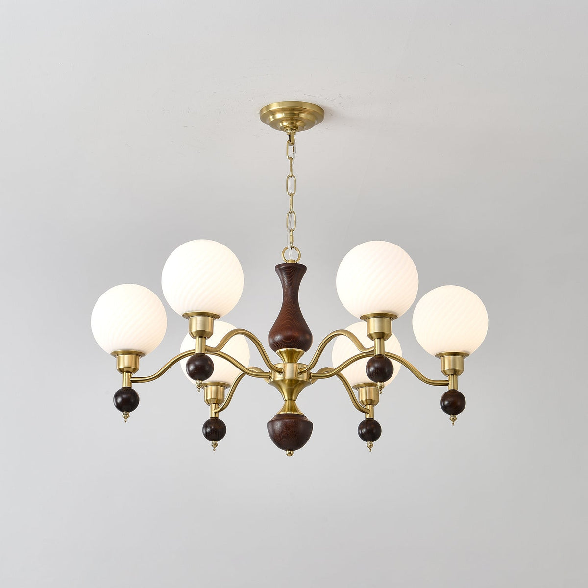 Evelynne Globe Orb Wood Chandelier