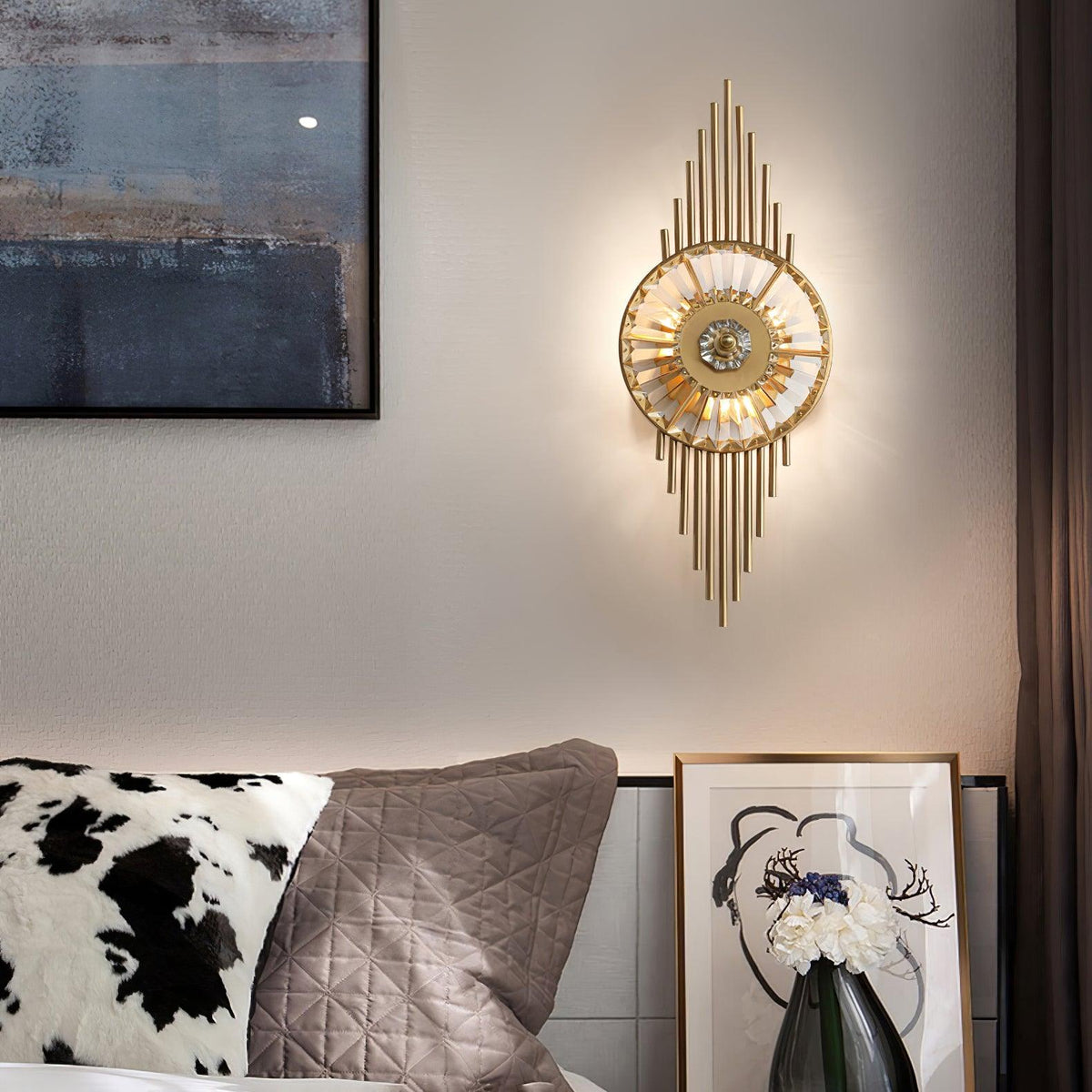 Cilirel Postmodern Luxury Gear Gold Crystal Wall Light