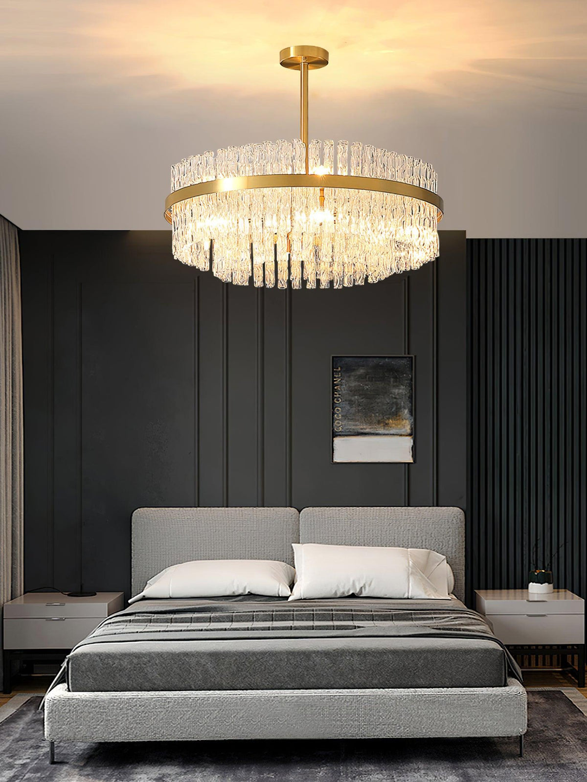 Solivian Chandelier Gold Clear Rod Elegant