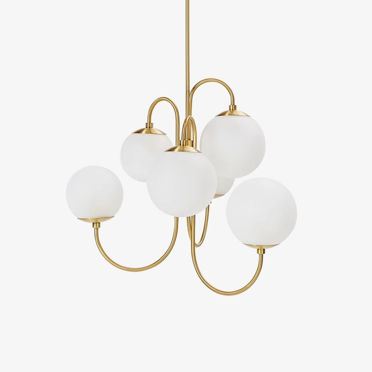 Auruaria Chandelier Brass Globe Cluster Curved Arm