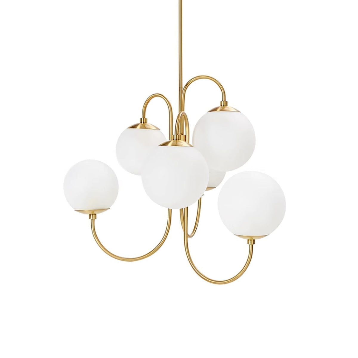 Auruaria Chandelier Brass Globe Cluster Curved Arm