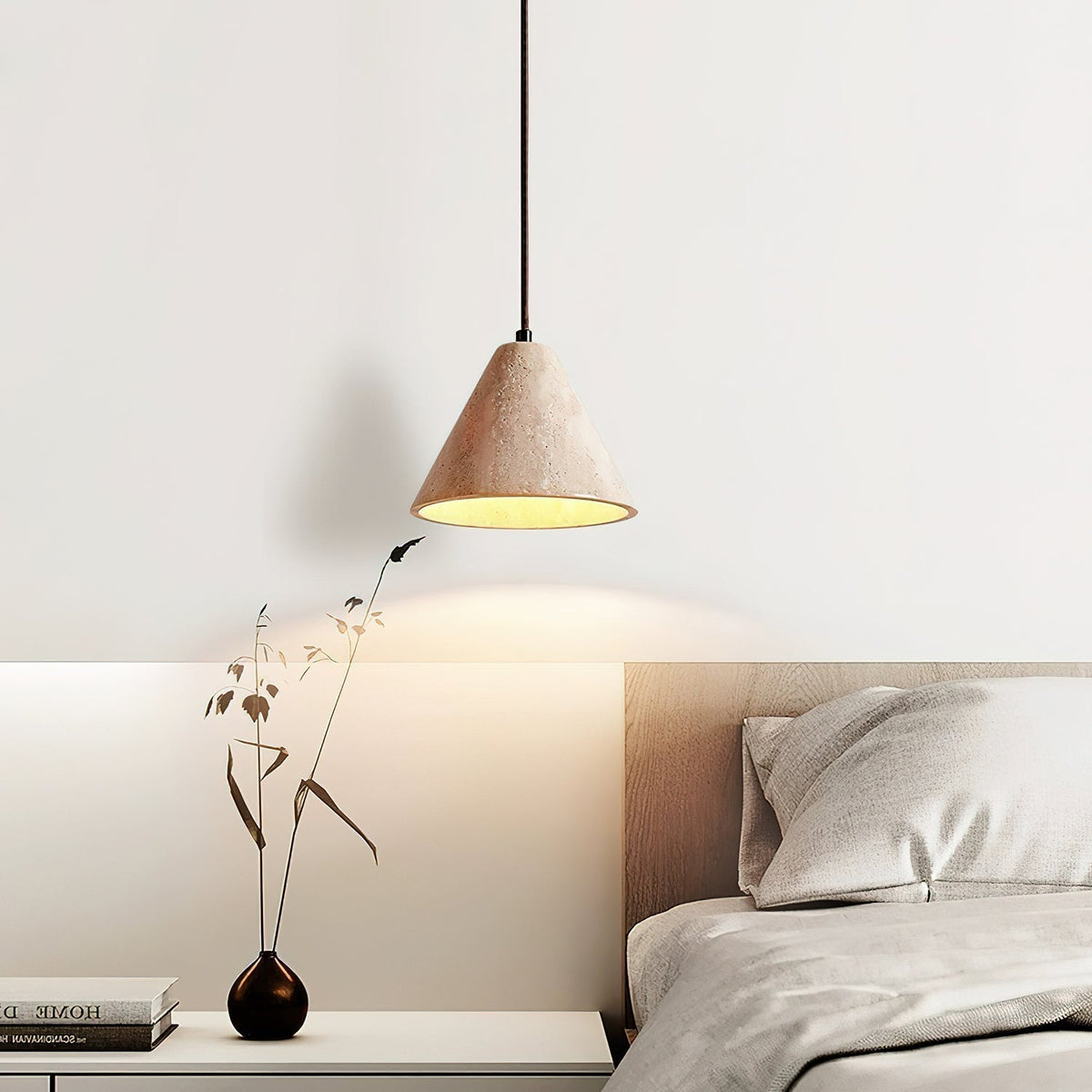 Cezoriel Conical Travertine Pendant Light