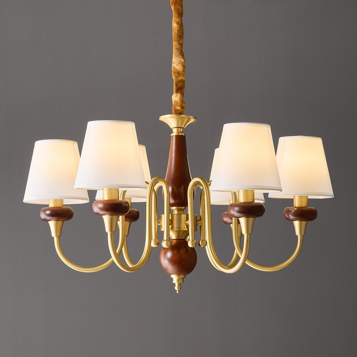 Zovena Classic Elegance Vintage Fabric Wood Chandelier