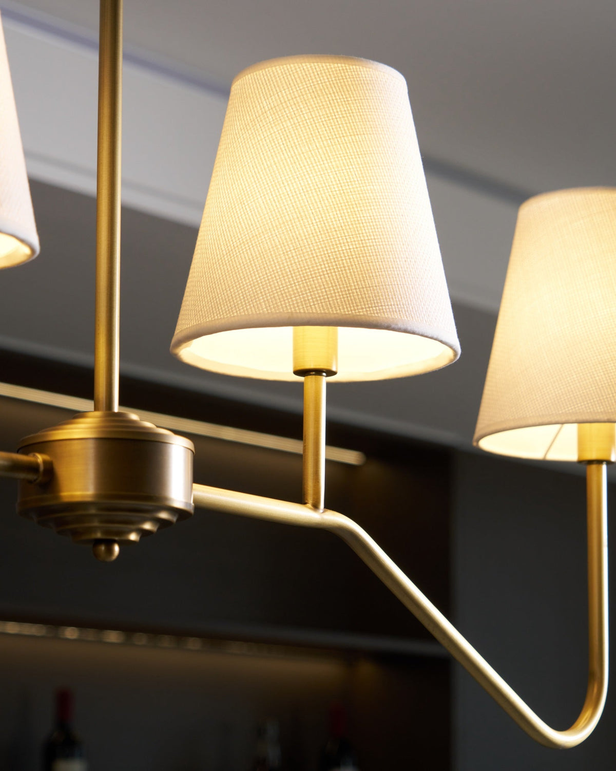 Oriinissa Chandelier Brass Curved Beige Linear