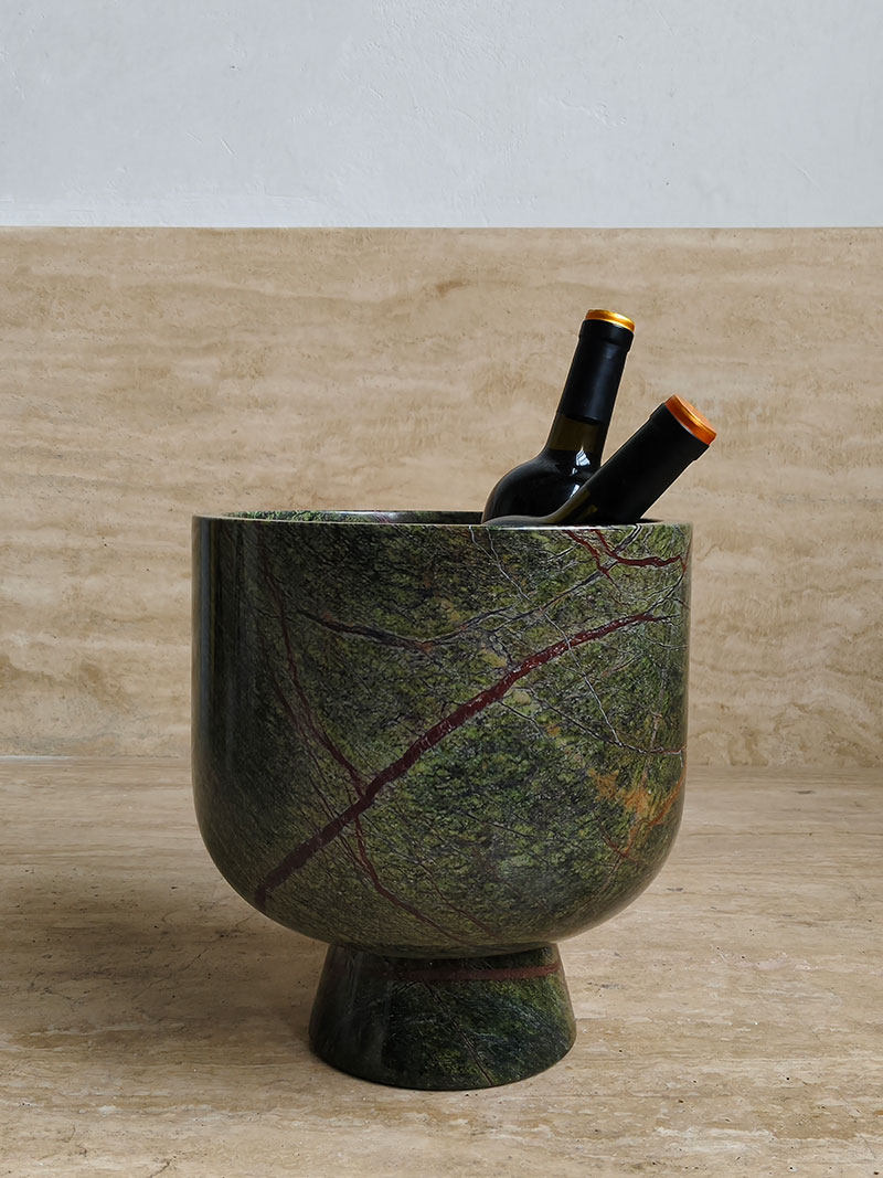 Flima Elegant Green Marble Sculptural Decorative Interior Bowl