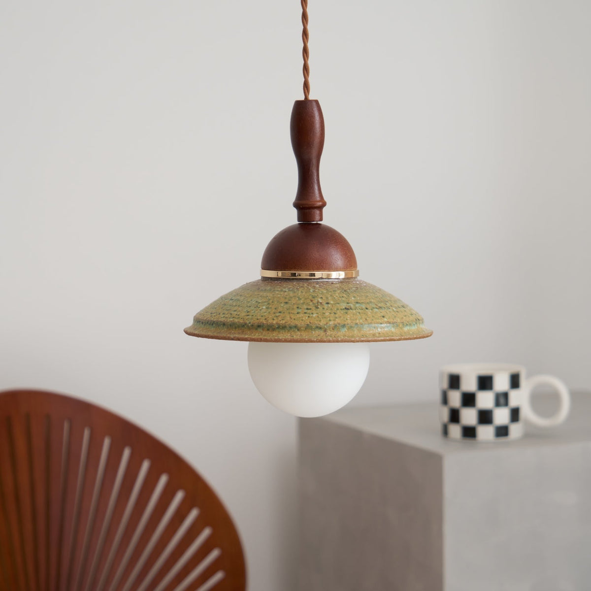 Macell Nordic Art Wood Ceramics Pendant Lamp