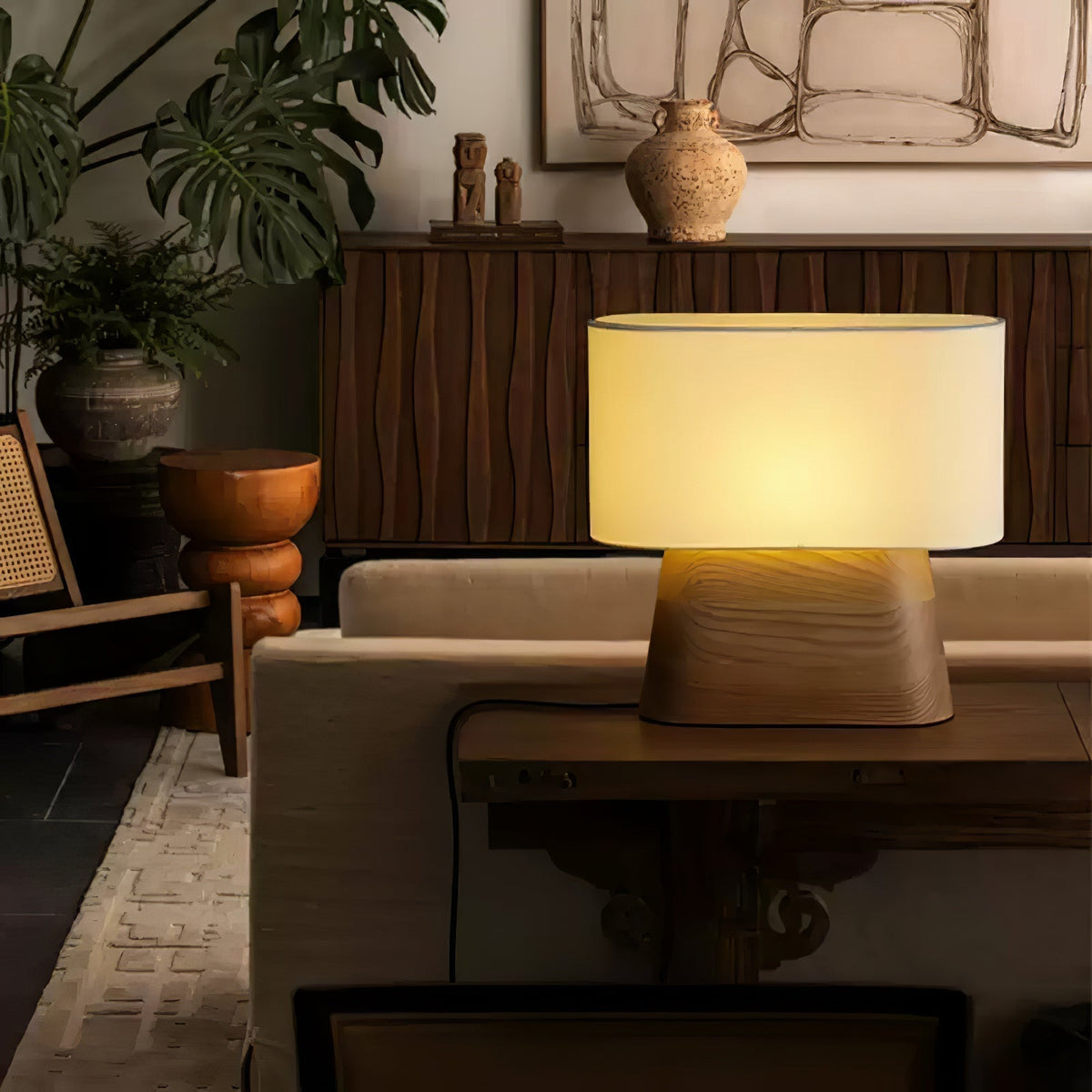 Grashen Wood & Fabric Table Lamp