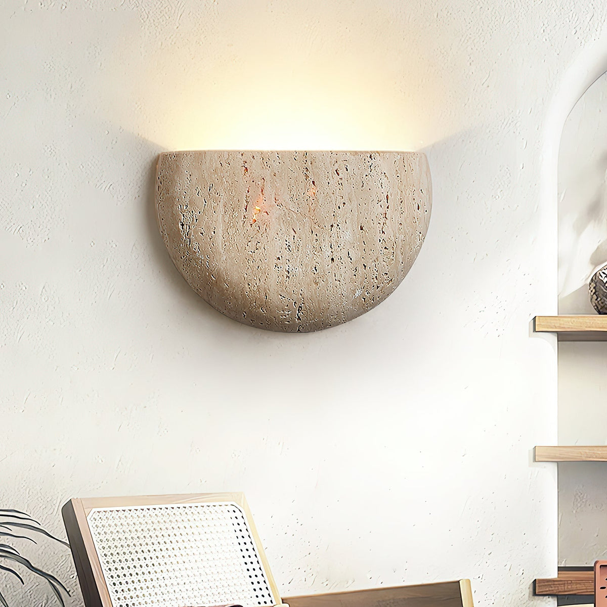 Cuvenarae Modern Minimalist Moon Travertine Wall Lamp