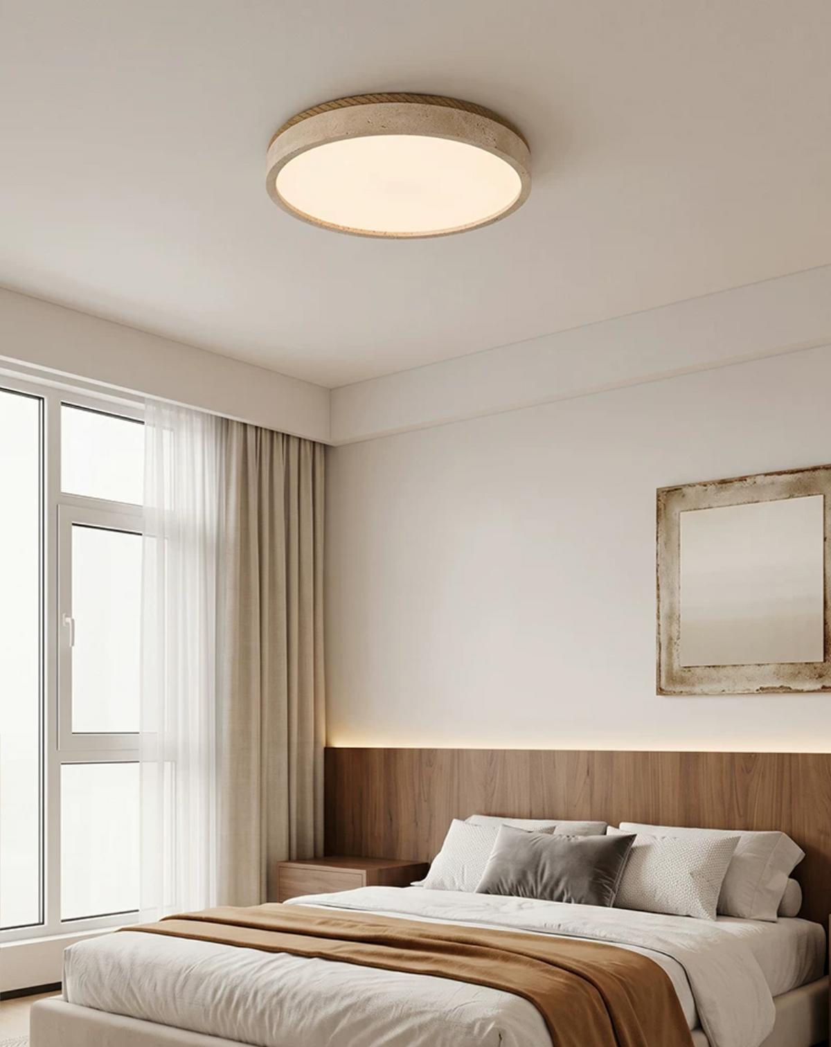 Haverleigh Travertine Flush Mount Light