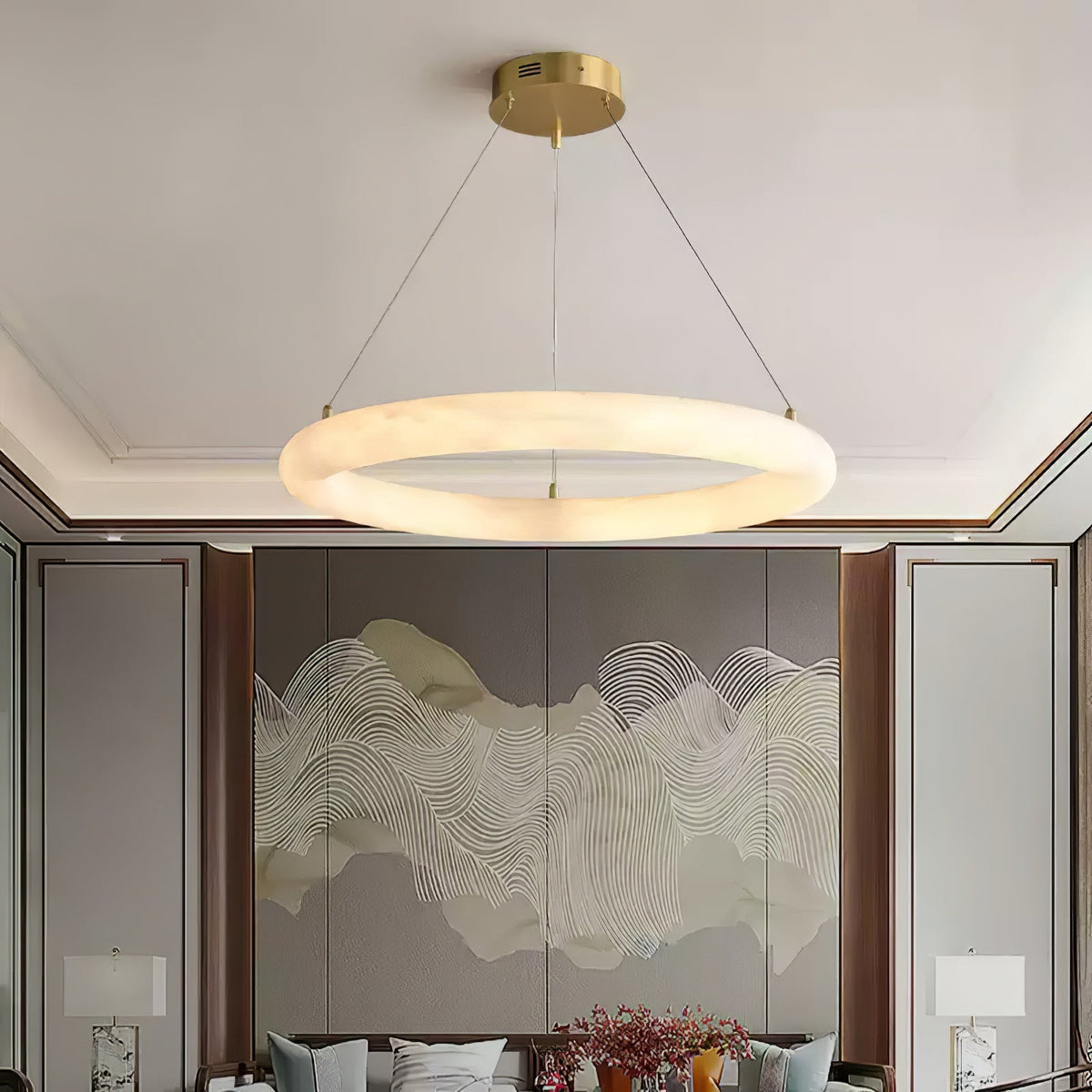 Erzorila Circular Alabaster Pendant Light