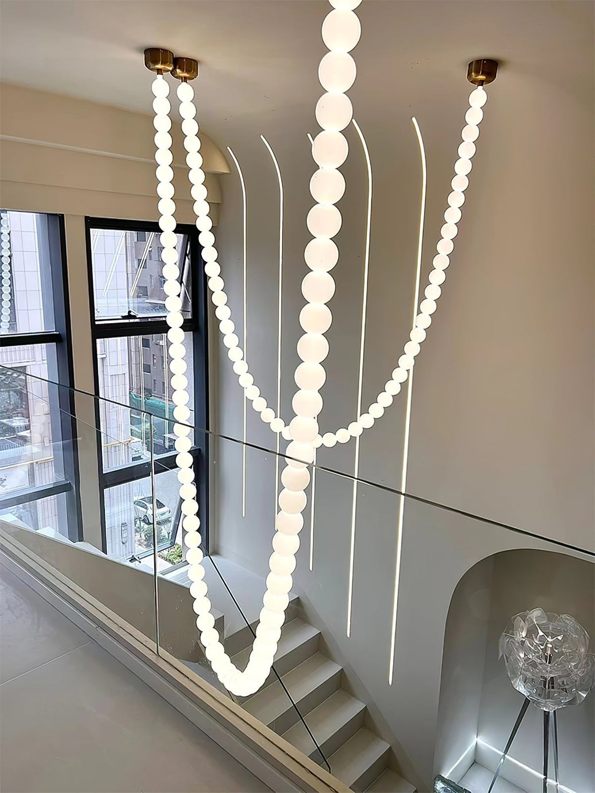 PearlCascade Glass Bead Chandelier