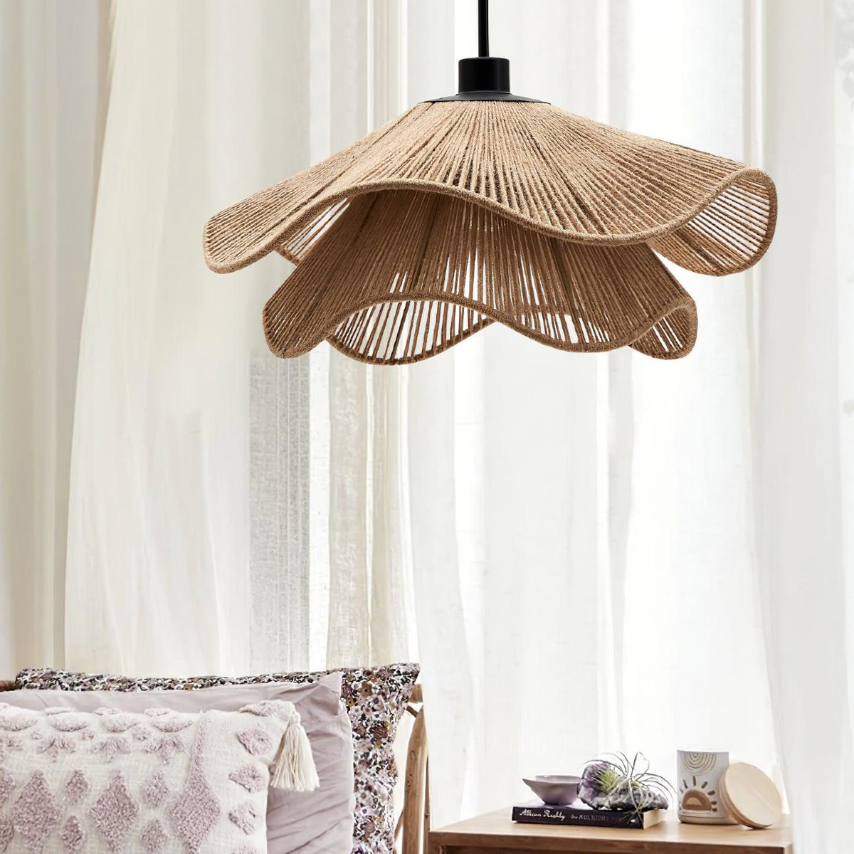 Avenaenne Pendant Lamp Handmade Straw Hat Double Layer