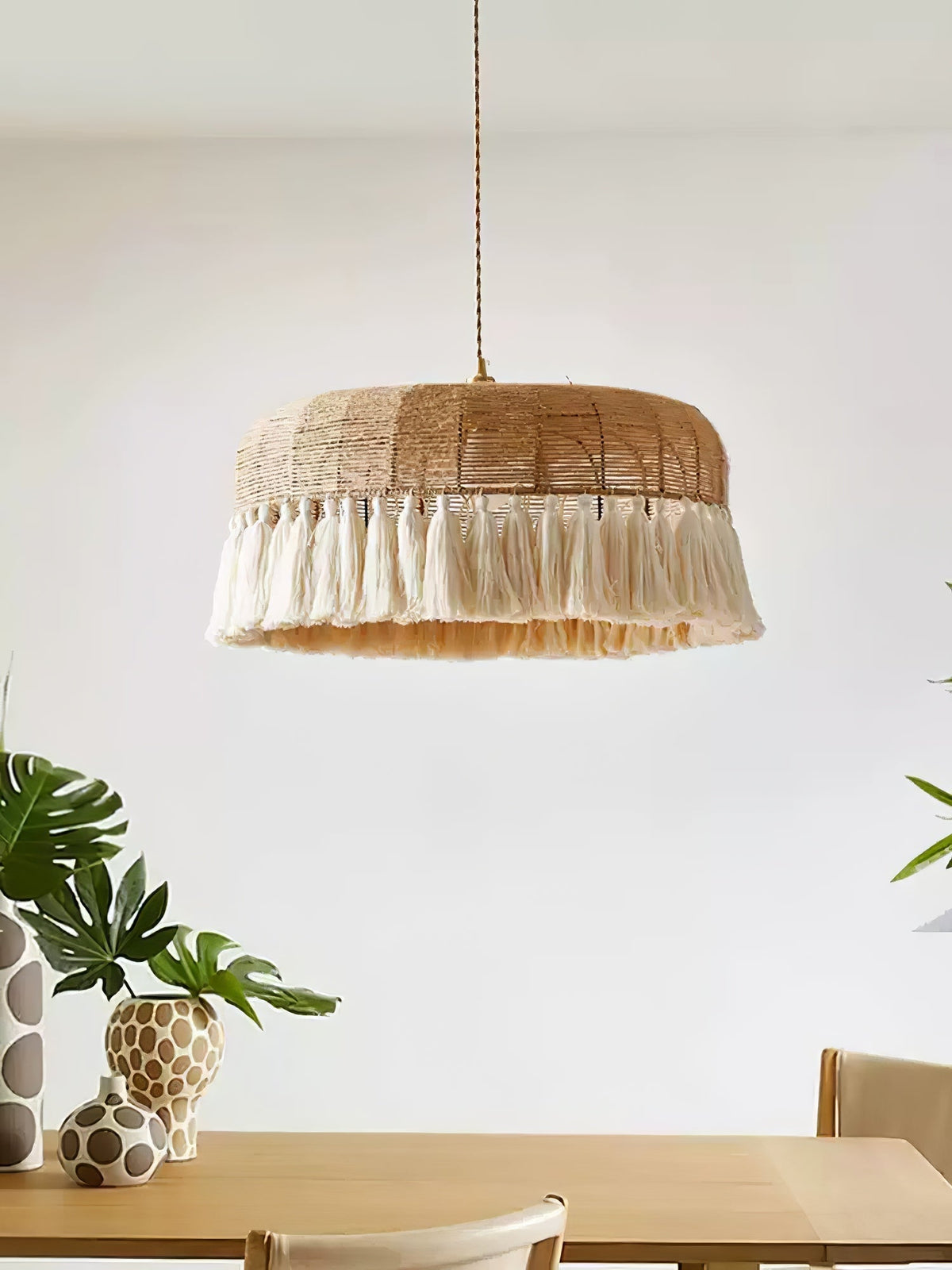 Boho Handwoven Jute Pendant Light