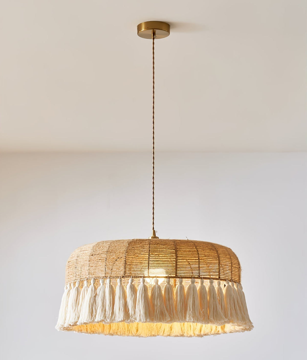 Boho Handwoven Jute Pendant Light