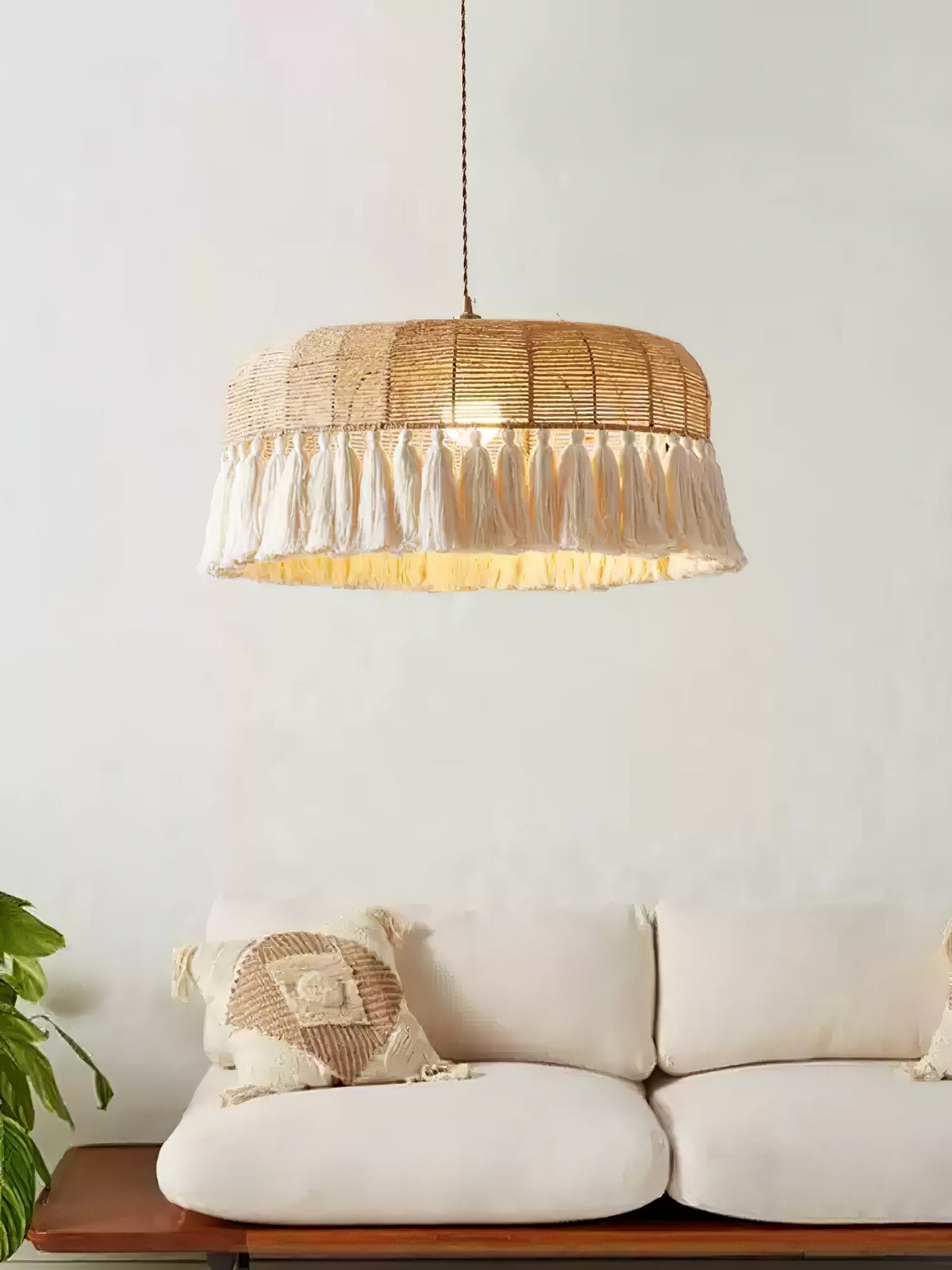 Boho Handwoven Jute Pendant Light