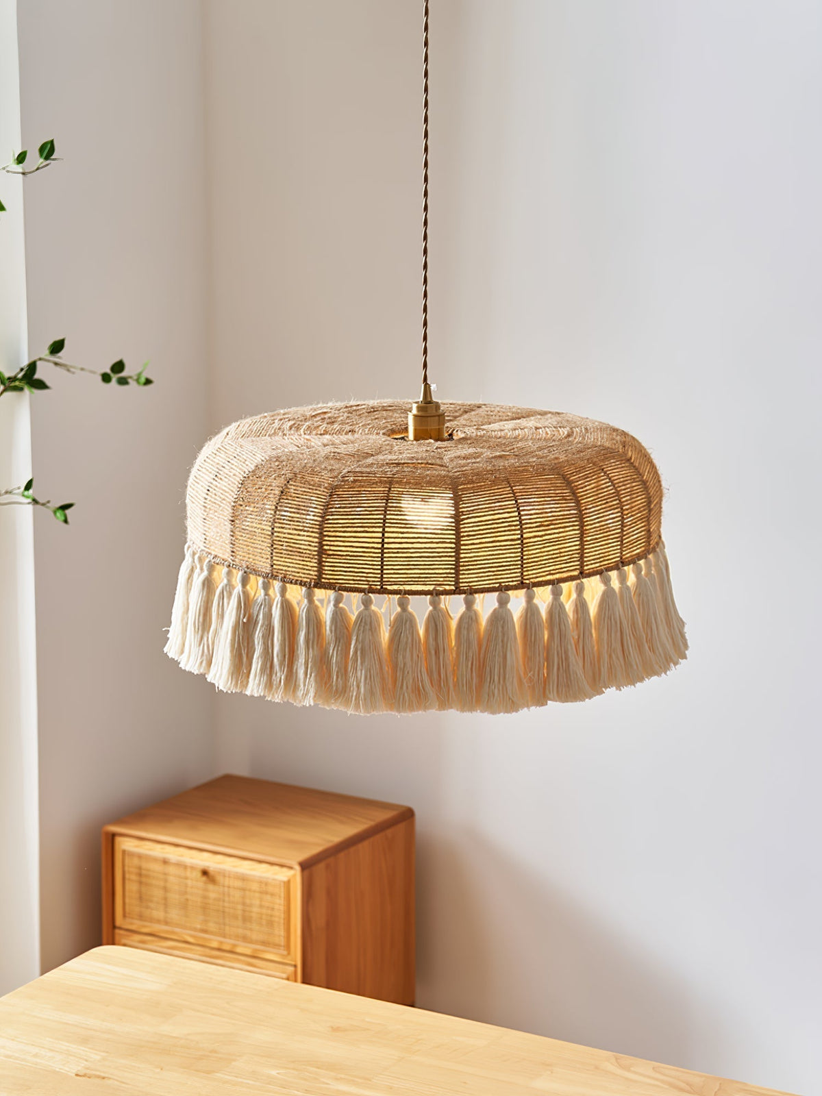 Boho Handwoven Jute Pendant Light