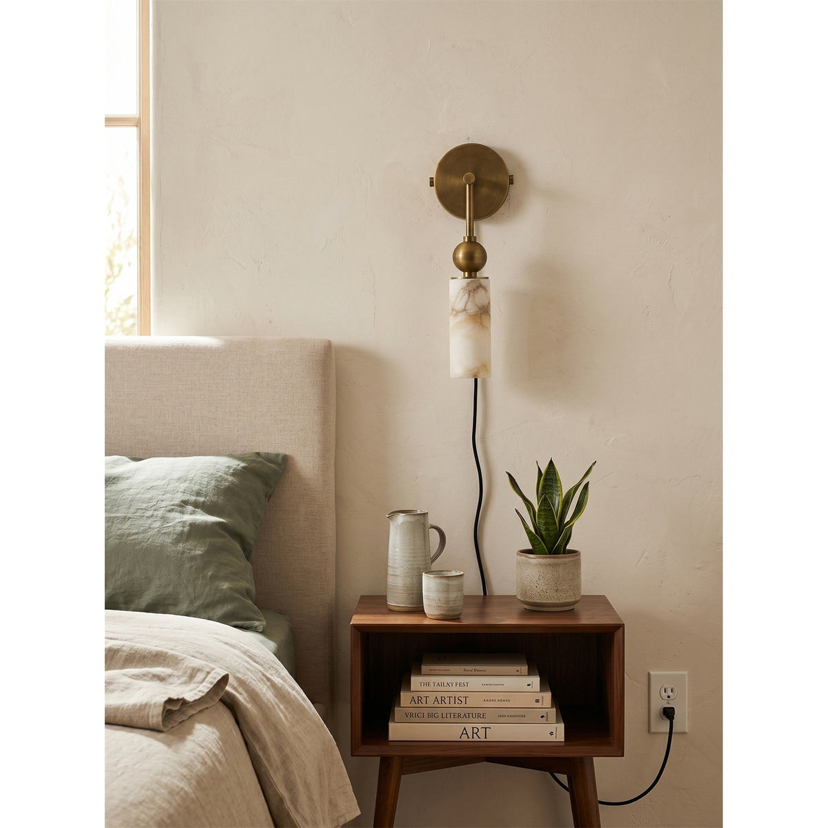Eiraina Alabaster Plug-in Wall Sconce